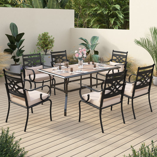 Sophia&William 7-Piece Outdoor Patio Dining Set Cushioned Chairs and Steel Table