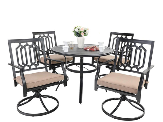 Sophia & William 5 Peices Outdoor Patio Metal Dining Set Swivel Chairs and Table Set