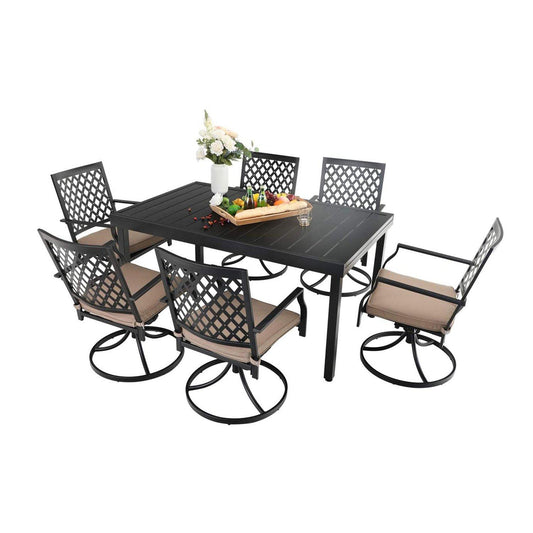 Sophia & William 7 Peices Outdoor Patio Dining Set Swivel Chairs and Table Set