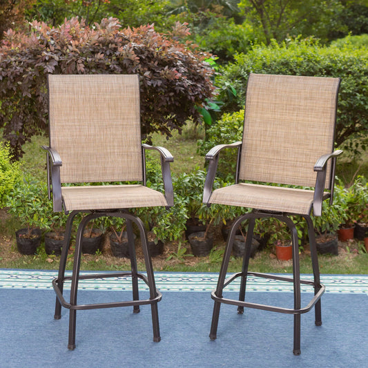 Sophia & William Outdoor Patio Metal Swivel Bar Stools Set of 2, Brown