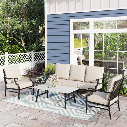 Sophia&William 5 Seat Patio Conversation Set Patio Table and Chairs Sets with Cushions and Pillows