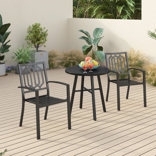 Sophia & William 3 Peices Patio Bistro Set Metal Dining Chairs with Round Table - Black