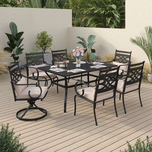 Sophia&William 7-Piece Outdoor Patio Dining Set Cushioned Chairs and Steel Table