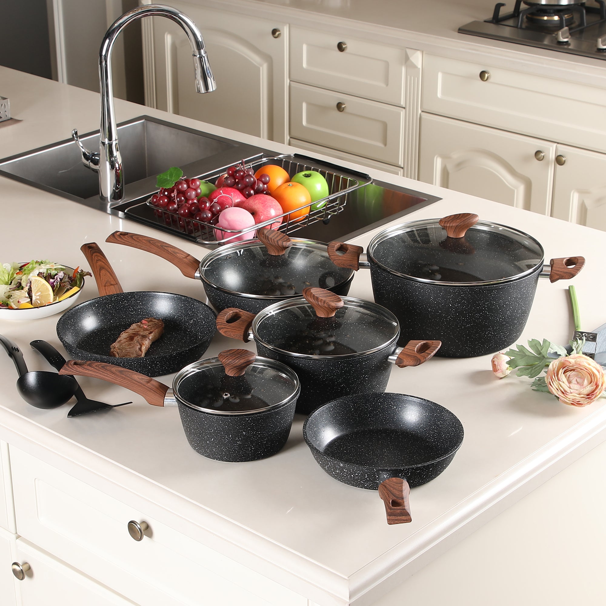 Sophia & William 15 Pieces Kitchen Nonstick Granite-Coated Cookware Se –  sophia-william-us