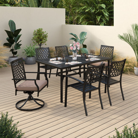 Sophia & William 7 Piece Outdoor Patio Dining Set Outdoor Furniture Set with 1 Steel Retangular Table & 6 Patio dining Chairs