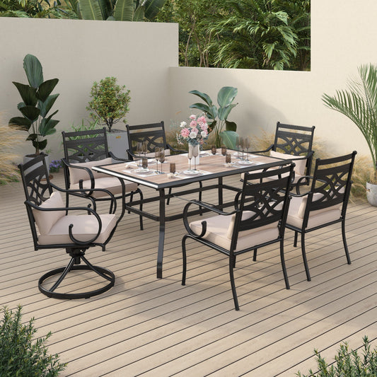 Sophia&William 7-Piece Outdoor Patio Dining Set Cushioned Chairs and Steel Table