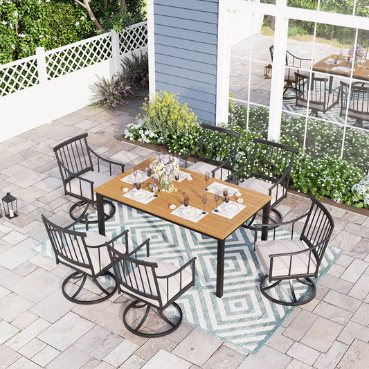 Sophia & William 7-Piece Metal Patio Dining Set Swivel Chairs and Steel Table Set