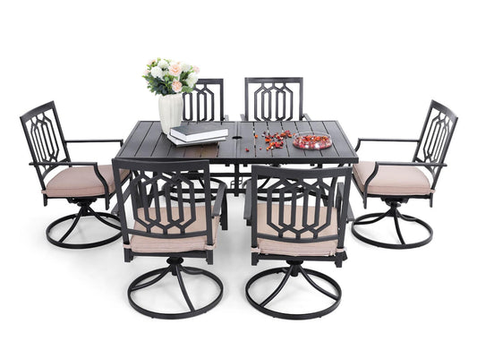 Sophia & William 7 Peices Outdoor Patio Dining Set Swivel Chairs and Table Set