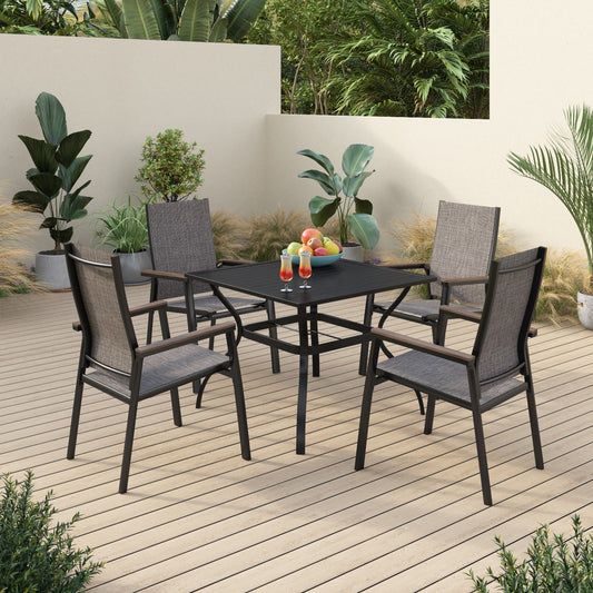 Sophia&William 5-Piece Metal Outdoor Patio Dining Furniture Set, Gray