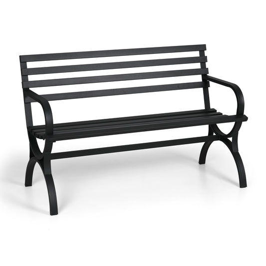 Sophia & William Metal Outdoor Durable Garden Bench in Black