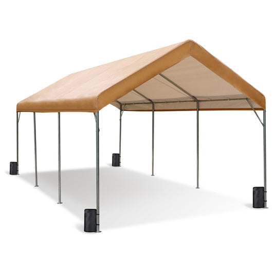 Sophia & William 10 x 20 Heavy Duty Carport Awning Canopy Tent with 4 Weight Bags, Beige