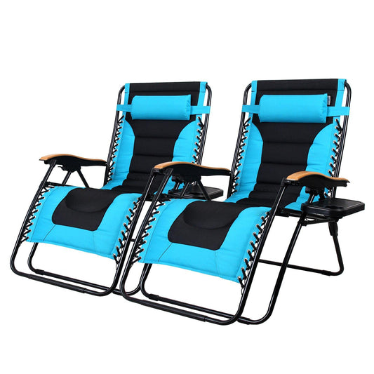 Sophia&William Outdoor Oversized Padded Zero Gravity Chairs Set of 2 - Pacific Blue