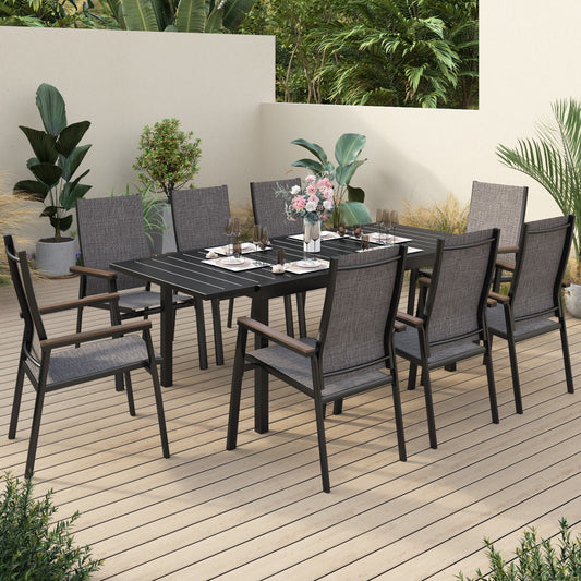 Sophia&William 9-Piece Metal Outdoor Patio Dining Furniture Set, Gray