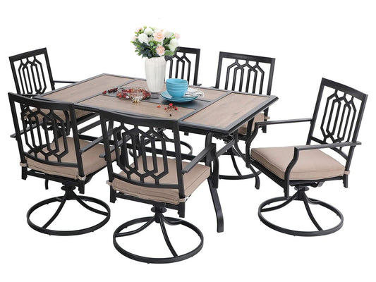 Sophia & William 7 Peices Outdoor Patio Dining Set Swivel Chairs and Table Set