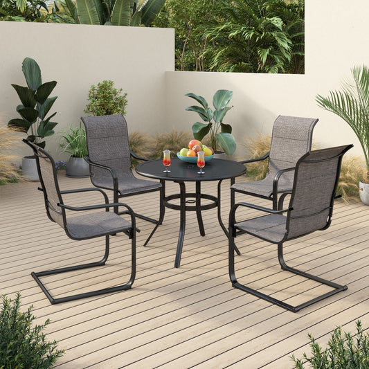 Sophia & William 5 Pieces Metal Patio Dining Set Paded Chairs and Table Furniture Set