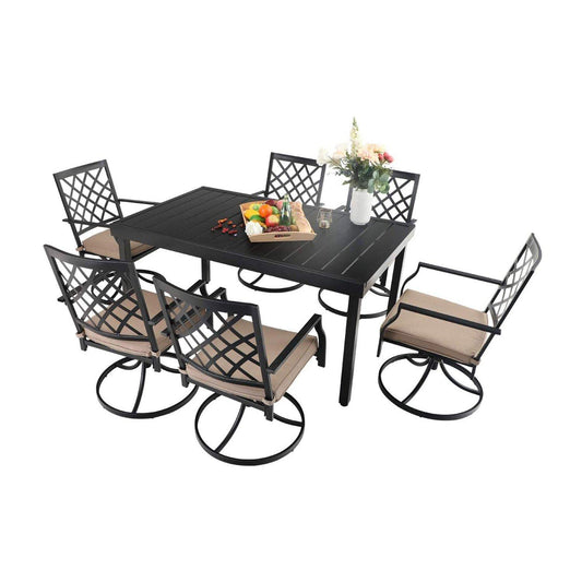 Sophia & William 7 Peices Outdoor Patio Dining Set Swivel Chairs and Table Set