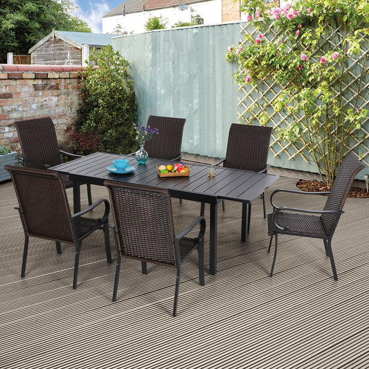 Sophia & William 7 Pieces Wicker Rattan Patio Dining Set for 6 People