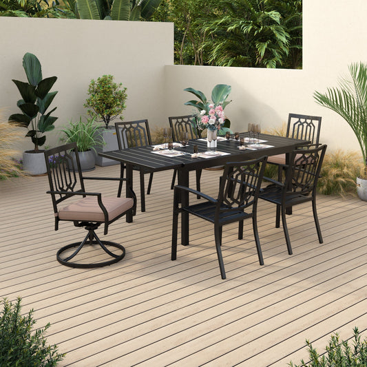 Sophia & William 7 Piece Outdoor Patio Dining Bistro Set 1 Piece Rectangle Table&6 Pieces Outdoor Patio Chairs