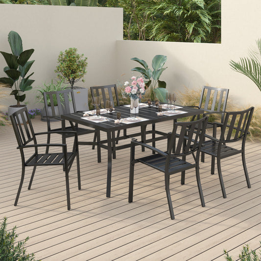 Sophia & William 7 Peices Outdoor Patio Dining Set Metal Chairs and Table Set