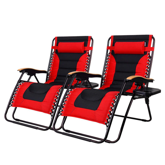 Sophia&William Outdoor Oversized Padded Zero Gravity Chairs Set of 2 - Red