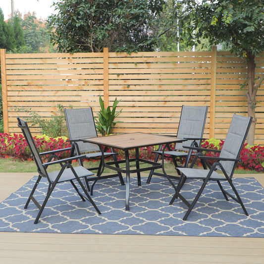 Sophia & William 5 Pieces Patio Dining Set Folding Chairs & Square Table