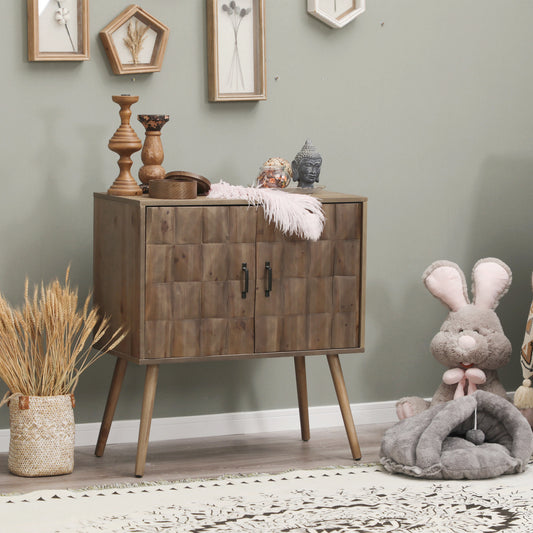 Sophia & William Wood Block Veneer Accent Storage Cabinet Nightstand