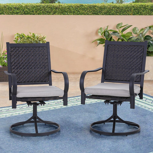 Sophia & William Patio Rattan Swivel Dining Chairs Set of 2 with Cushions, Dark Brown