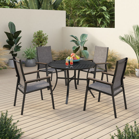 Sophia&William 5-Piece Metal Outdoor Patio Dining Furniture Set, Gray