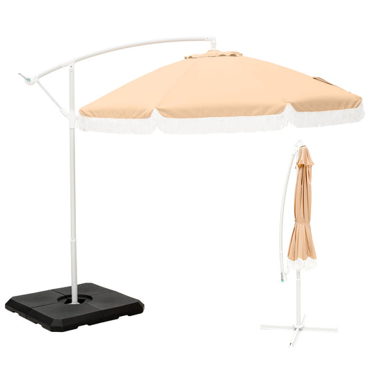 Sophia & William 9ft Patio Offset Hanging Umbrella with Tassel, Beige