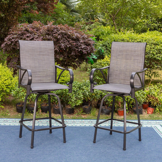 Sophia & William Set of 2 Outdoor Swivel Metal Bar Stools - Gray