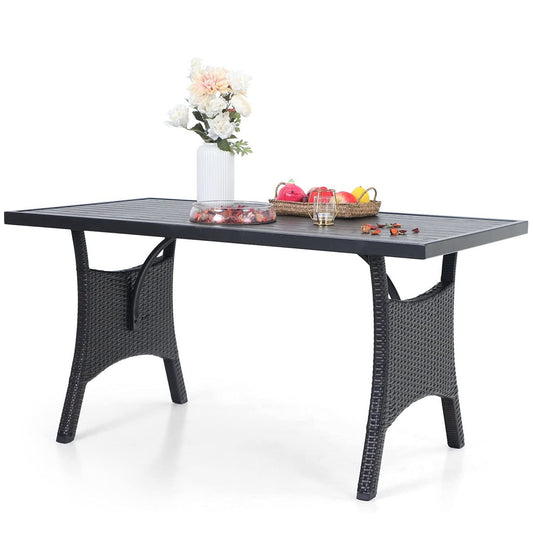 Sophia & William Patio Wicker Rectangular Dining Table for 6 Chairs