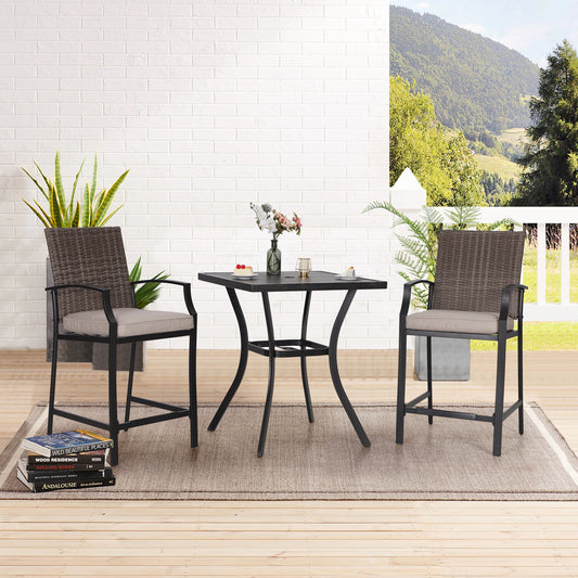 Sophia & William 3 Pieces Wicker Bar Height Patio Bistro Set