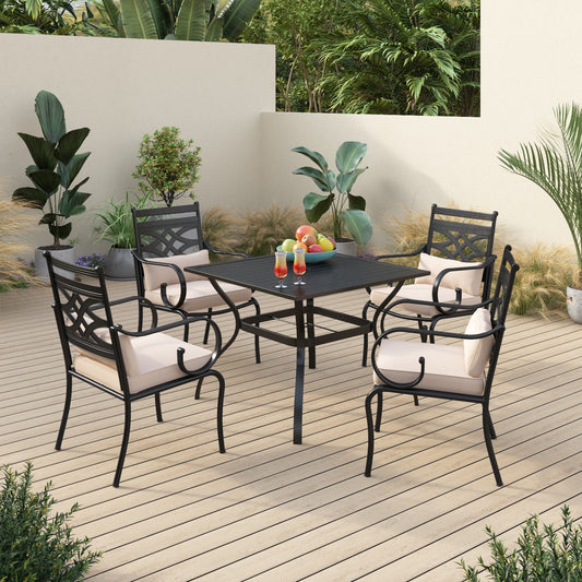 Sophia&William 5-Piece Outdoor Patio Dining Set Cushioned Chairs and Steel Table