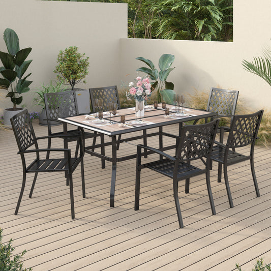 Sophia & William 7 Peices Outdoor Patio Dining Set Metal Chairs and Table Set