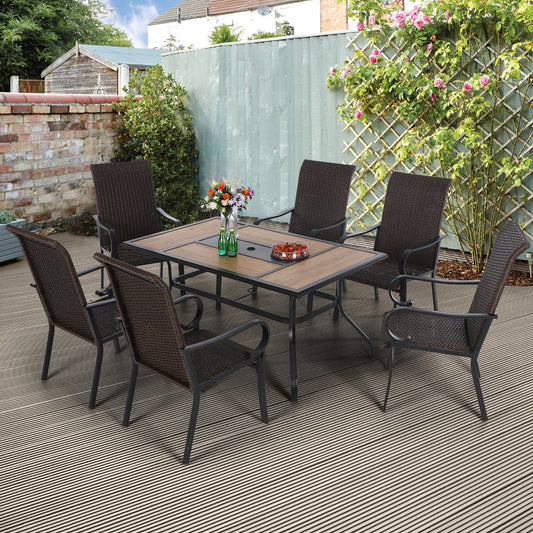 Sophia & William 7 Pieces Wicker Rattan Patio Dining Set for 6 People