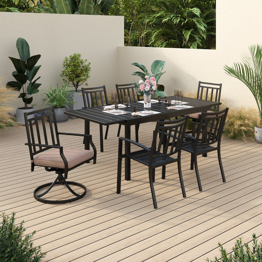 Sophia & William 7 Piece Patio Dining Set 1 Piece Metal Rectangle Table & 6 Pieces Outdoor Patio Chairs