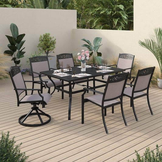 Sophia&William 7 Pieces Patio Dining Set Aluminum Chairs and Steel Table Set