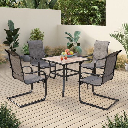 Sophia & William 5 Pieces Metal Patio Dining Set Paded Chairs and Table Furniture Set