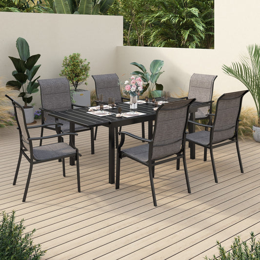 Sophia & William 7 Pieces Metal Patio Dining Set for 6 People Outdoor Chairs Table Set