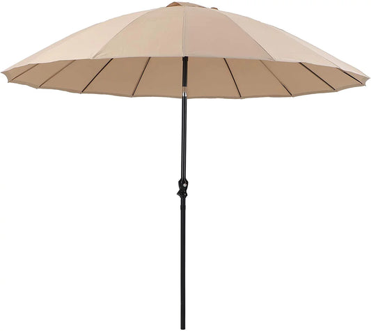 Sophia & William 10FT Outdoor Patio Umbrella 16 Sturdy Ribs Beach Garden Umbrella Windproof, Rainproof,with Button Tilt and Crank, Beige