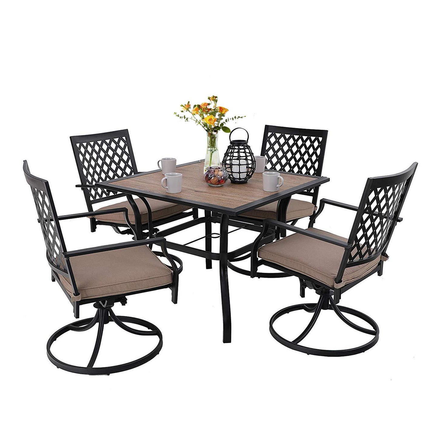 Sophia & William 5 Peices Outdoor Patio Metal Dining Set Swivel Chairs and Table Set