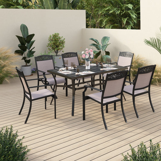 Sophia&William 7 Pieces Patio Dining Set Aluminum Chairs and Steel Table Set