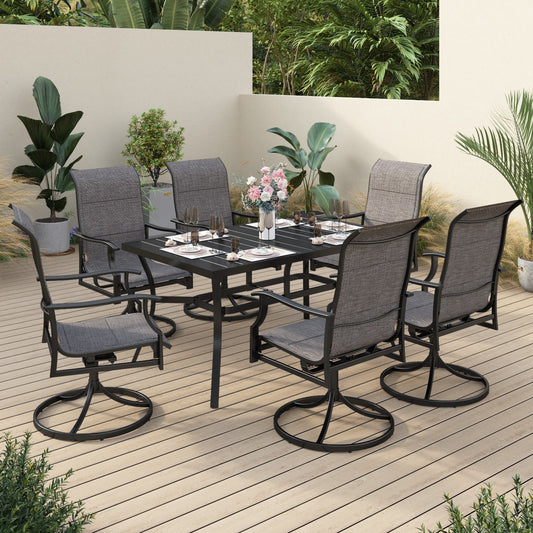 Sophia & William 7 Pieces Metal Patio Dining Set Swivel Paded Chairs and Table Set