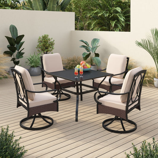 Sophia&William 5-Piece Outdoor Patio Dining Set Cushioned Chairs and Steel Table