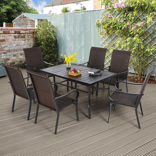 Sophia & William 7 Pieces Wicker Rattan Patio Dining Set for 6 People