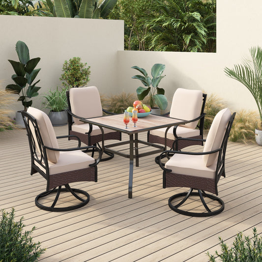 Sophia&William 5-Piece Outdoor Patio Dining Set Cushioned Chairs and Steel Table