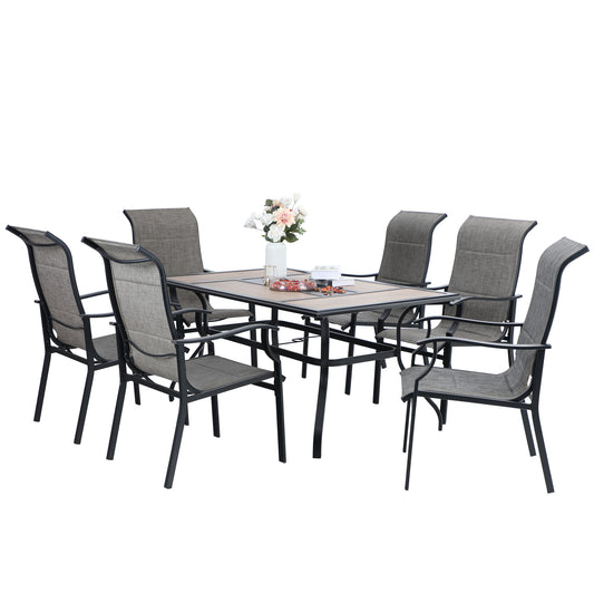 Sophia & William 7 Pieces Metal Patio Dining Set for 6 People Outdoor Chairs Table Set