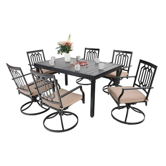 Sophia & William 7 Peices Outdoor Patio Dining Set Swivel Chairs and Table Set