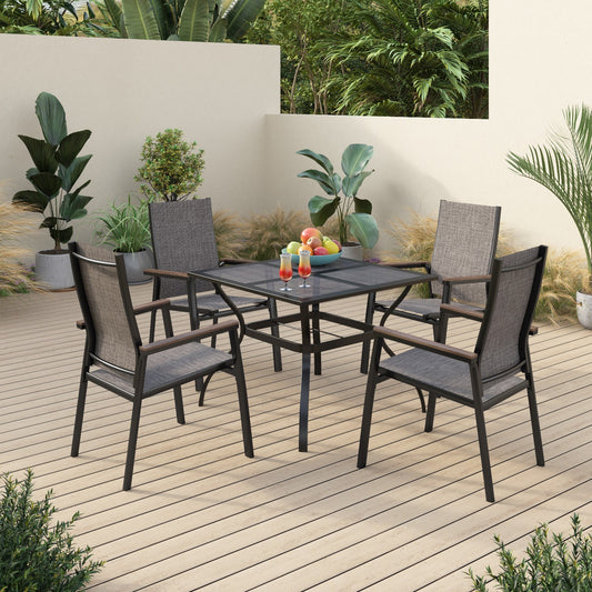 Sophia&William 5-Piece Metal Outdoor Patio Dining Furniture Set, Gray