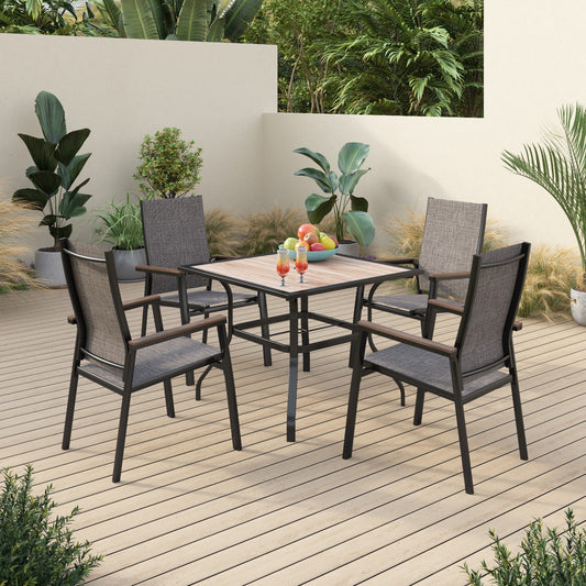 Sophia&William 5-Piece Metal Outdoor Patio Dining Furniture Set, Gray